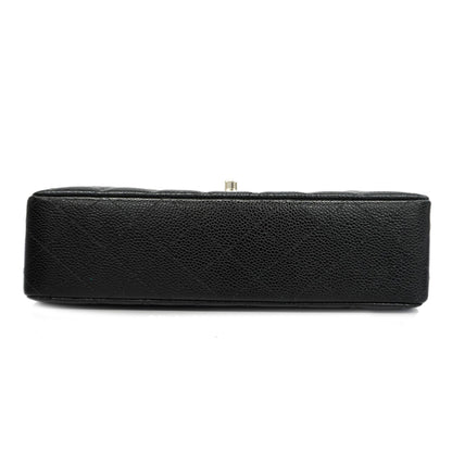 ChanelAuth  Matelasse W Flap W Chain Women's Caviar Leather Shoulder Bag Black