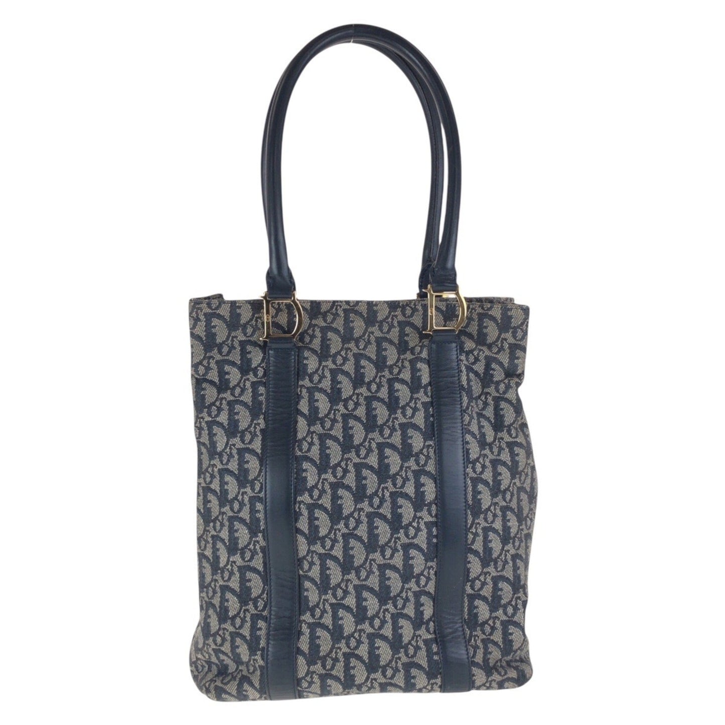 Christian Dior Navy Canvas Leather Shoulder Bag Tote Bag ()