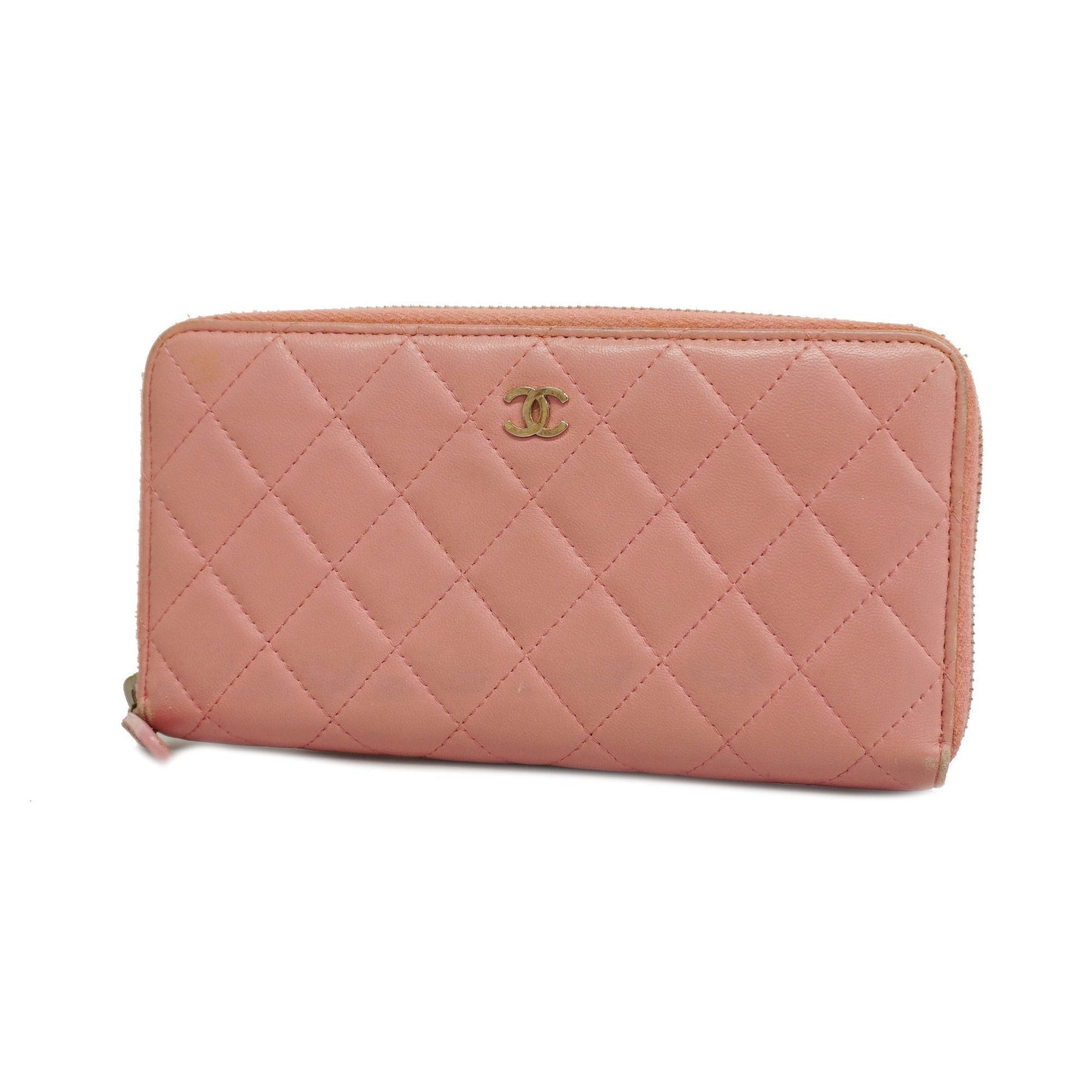 ChanelAuth  Matelasse Long Wallet With Silver Metal Fittings Women's Lambskin