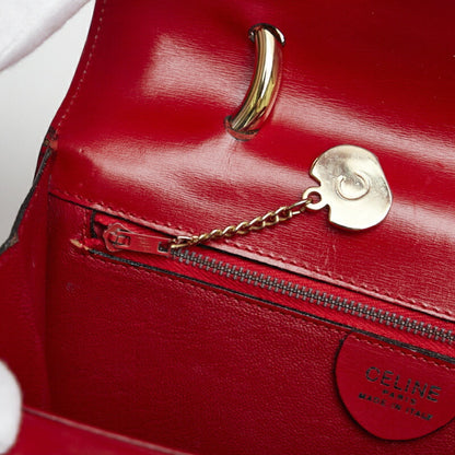 Celine Gancini Handbag Red Gold Leather Ladies