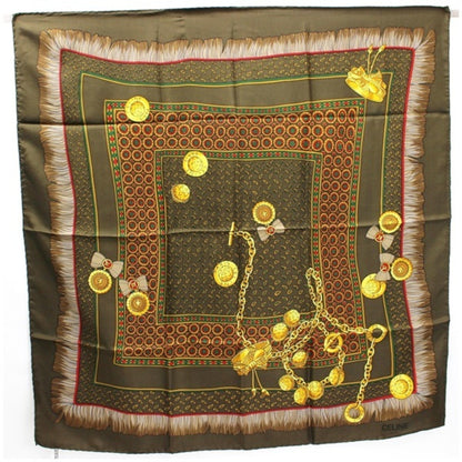 Celine silk scarf muffler brown  ladies