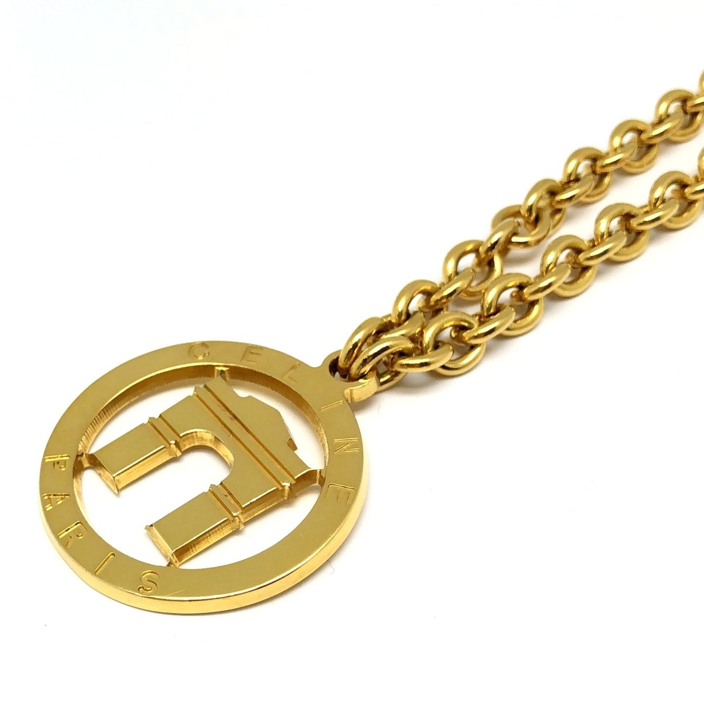 Celine Arc de Triomphe Circle Logo Necklace Gold Women's Accessories