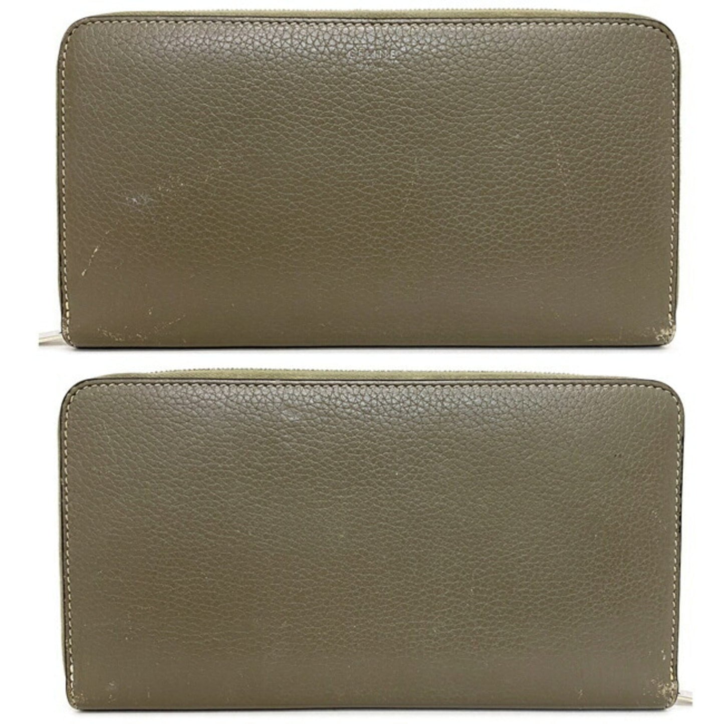 Celine Round Wallet Gray Beige Silver Yellow F GA 1187 Leather Celine