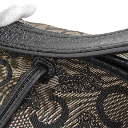 Celine tote bag carriage pattern large canvas black beige WC ST 0077