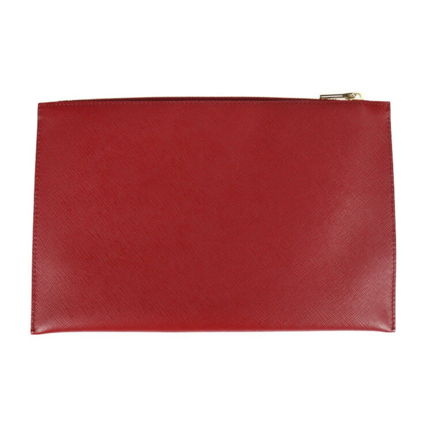 Prada CONTENITORE PIATTO clutch Bag 1NG016 saffiano leather FUOCO second triangle logo plate