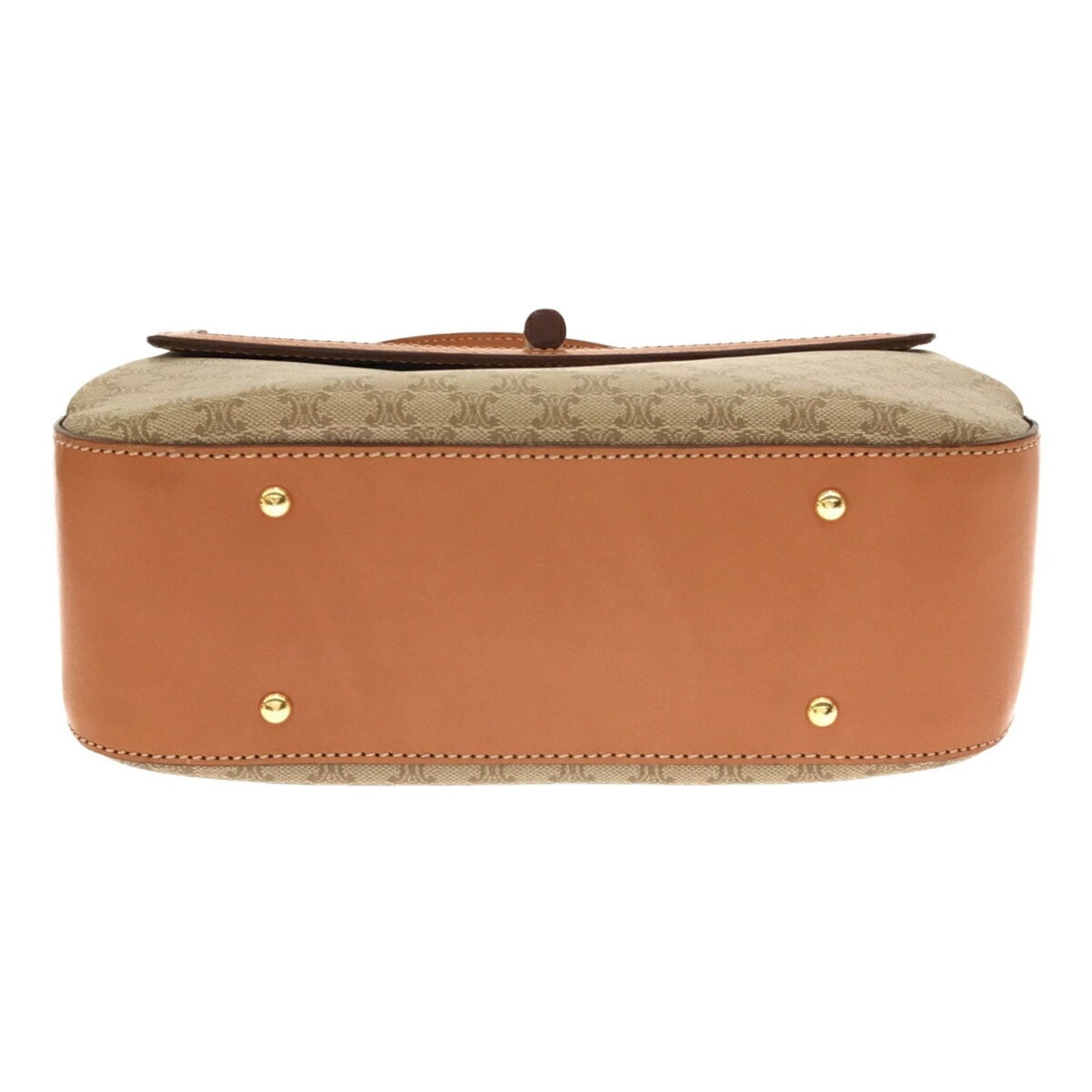 Celine Macadam Handbag Leather PVC Beige Gold Hardware Women's