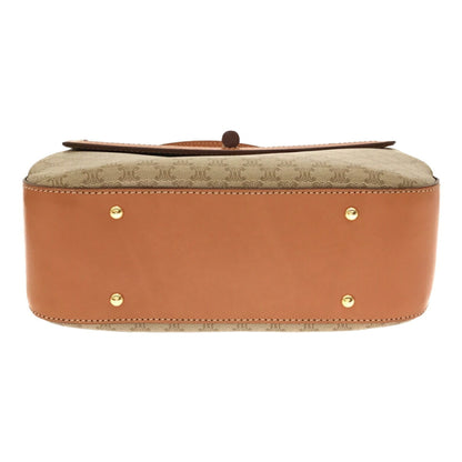 Celine Macadam Handbag Leather PVC Beige Gold Hardware Women's