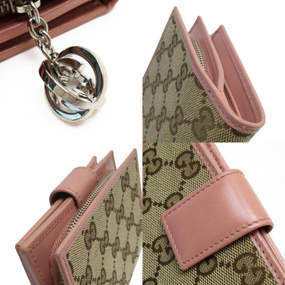 Gucci Beige Pink Pink Beige Gg Canvas Wallet (Bi-Fold)