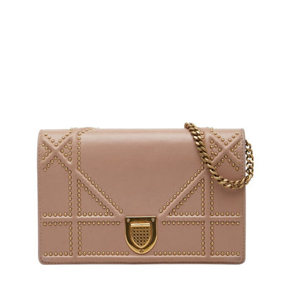 Christian Dior Pink Beige Leather Shoulder Bag ()