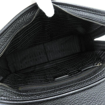 Prada stitch ribbon shoulder Bag leather black BR1931