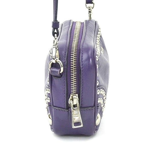 Prada Crossbody Shoulder Bag Leather Purple Ladies