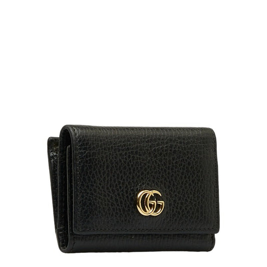 GUCCI GG Marmont Double G Trifold Wallet L-shaped 644407 Black Leather Women's