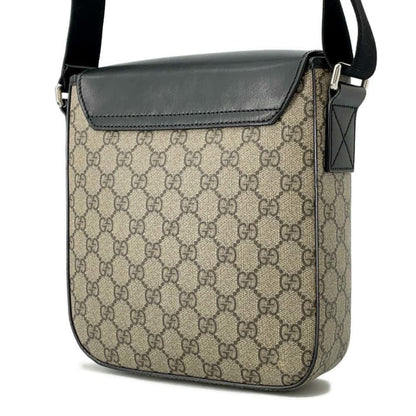 Gucci Beige Black Gg Supreme Leather Messenger Bag Shoulder Bag
