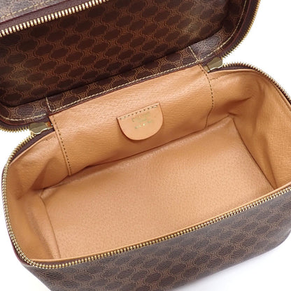 Celine Vanity Bag Women's Brown PVC Leather Macadam Pouch Makeup Hand