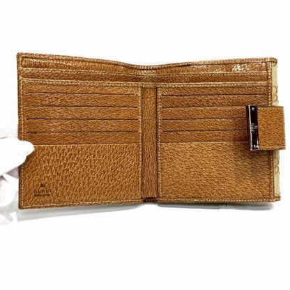 Gucci Beige Brown Canvas Leather Wallet (Bi-Fold)