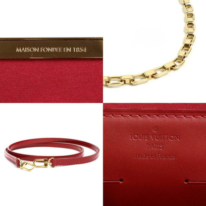 LOUIS VUITTON Shoulder Bag Diagonal Monogram Verni Clutch Anna Patent Leather Red Gold Women's M90092