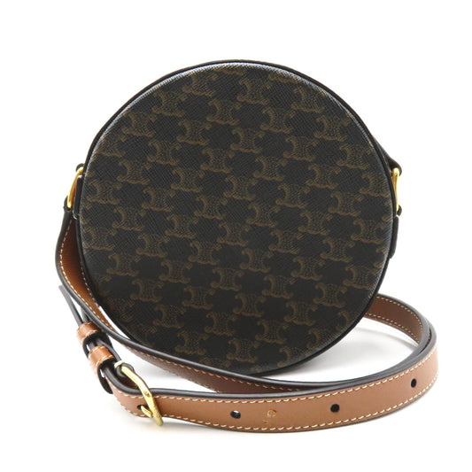 Celine Shoulder pouch Brown Dark brown PVC coated canvas leather Triomphe