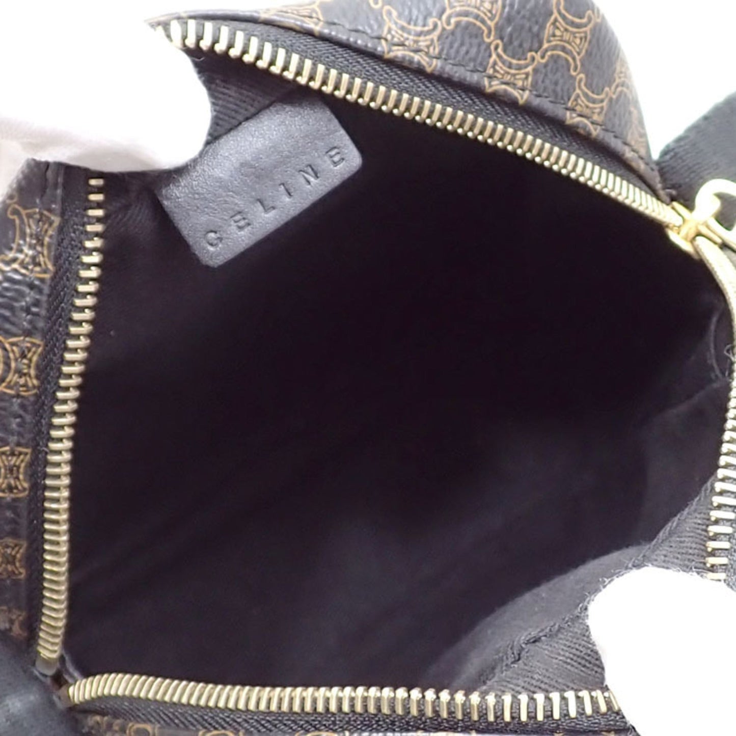 Celine Shoulder Bag Women's Black Brown PVC Leather
