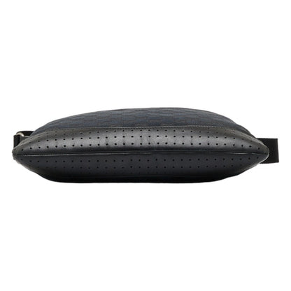 GUCCI GG Canvas Shoulder Bag 145857 Black Leather Women's