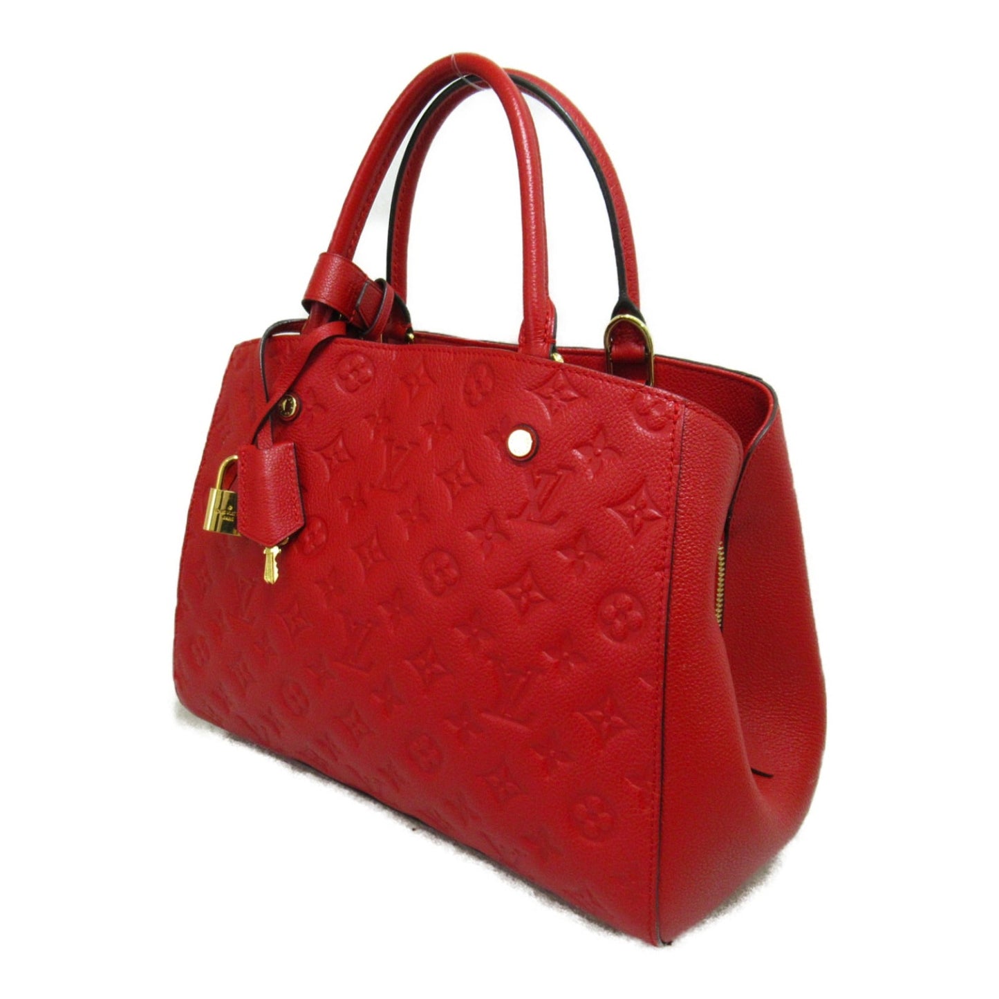 Louis Vuitton Montaigne MM Shoulder Bag Red Cerise Monogram empreinte leather M41194