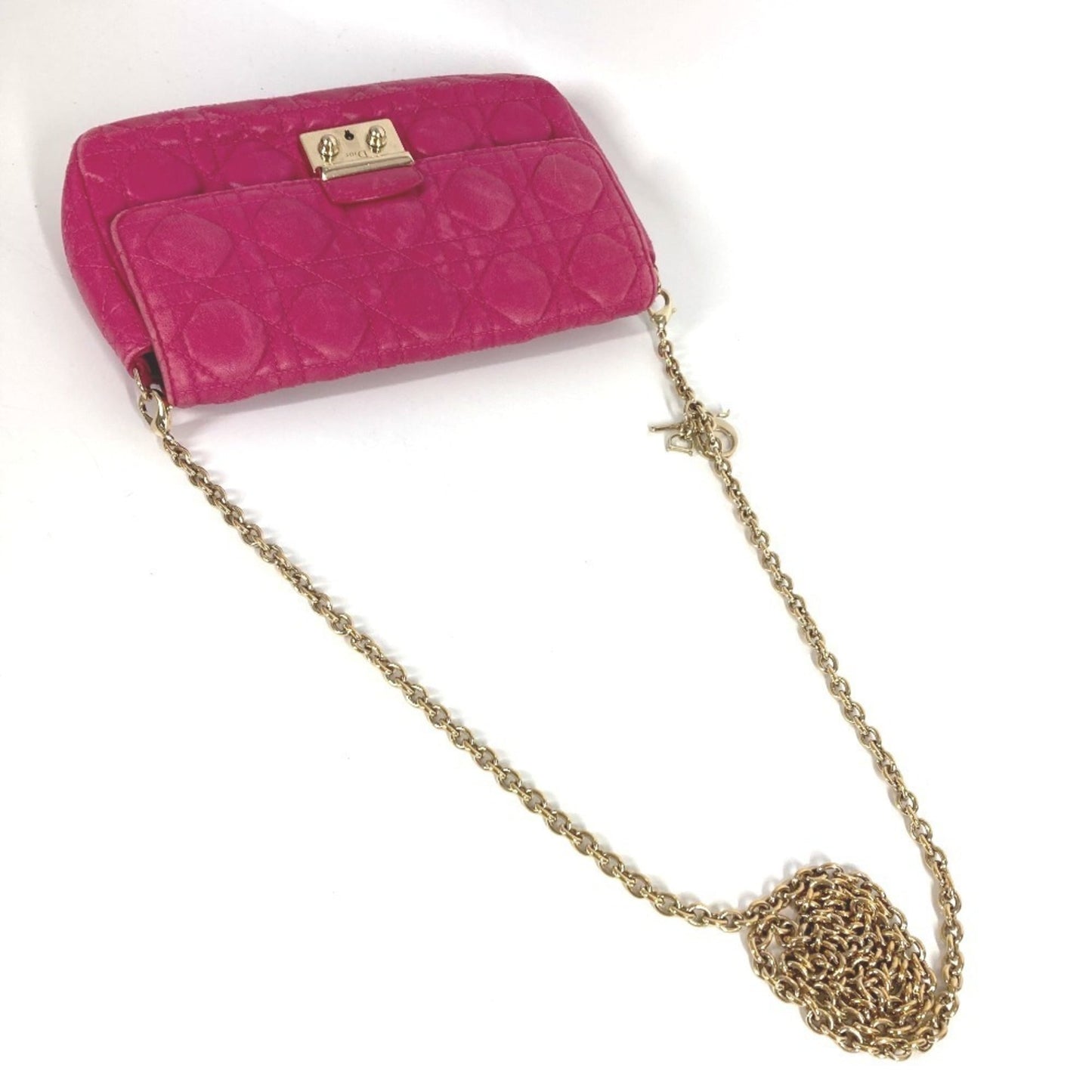 Christian Dior Pink Leather Clutch Bag Shoulder Bag ()