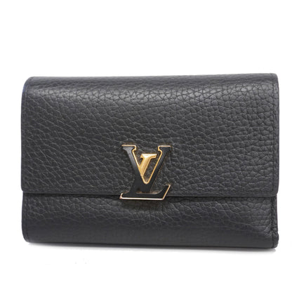 Louis VuittonAuth  Taurillon Portofeuil Capsine Compact M62157 Hot Pink,Noir
