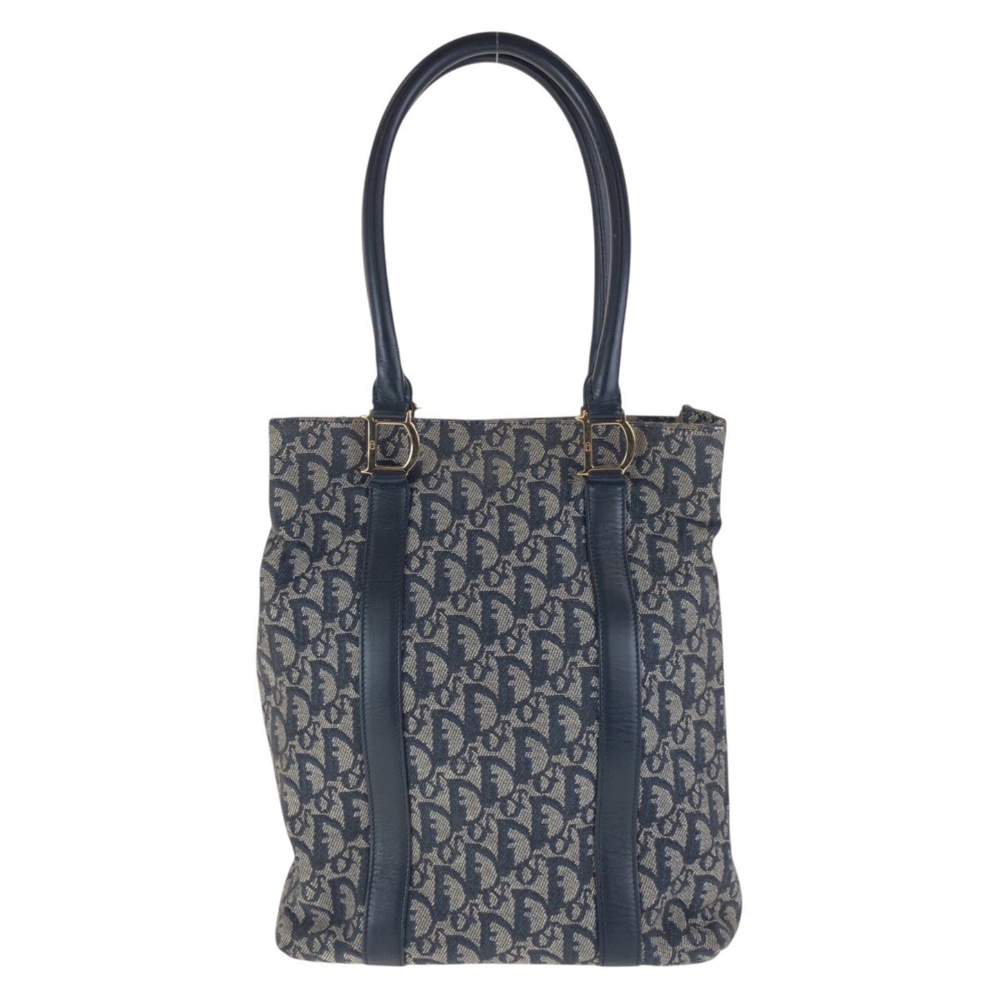 Christian Dior Navy Canvas Leather Shoulder Bag Tote Bag ()
