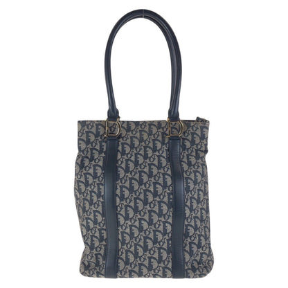Christian Dior Navy Canvas Leather Shoulder Bag Tote Bag ()