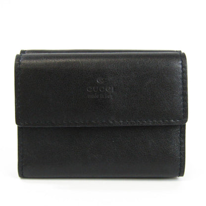 Gucci 030 1502 1598 Unisex Leather Wallet (tri-fold) Black