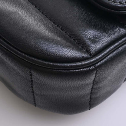 Celine Matelasse Monochrome Leather Chain Shoulder Bag Black Women's