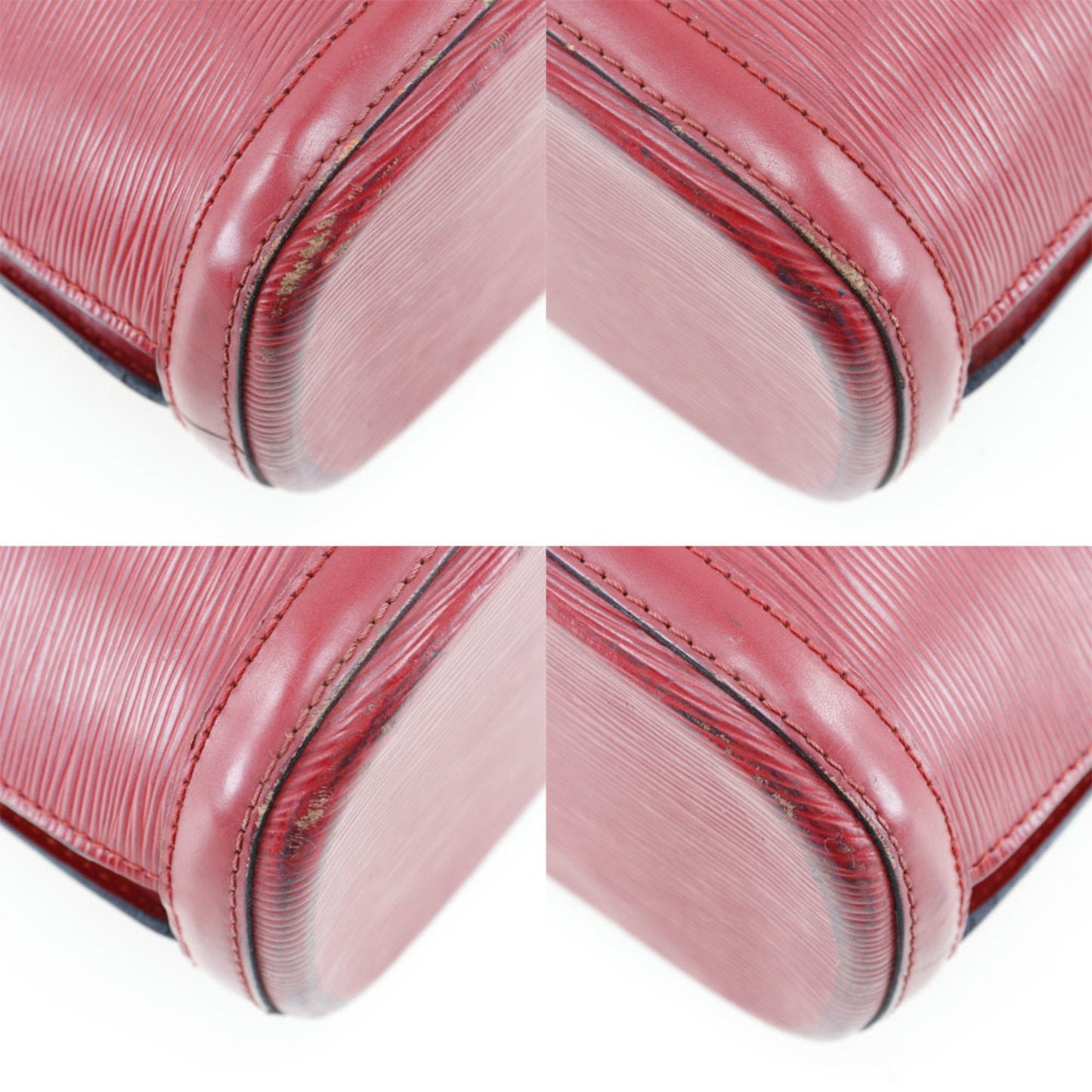 LOUIS VUITTON Lussac Tote Bag Epi Leather Red VI0975 Women's