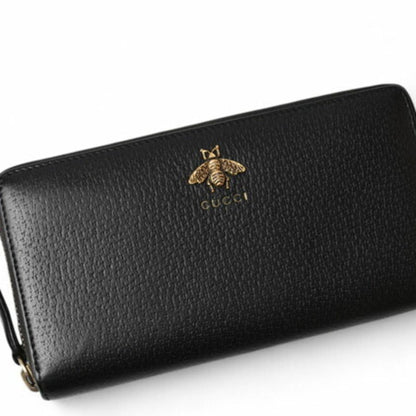 Gucci Animalier Black Leather Coin Purse/Coin Case