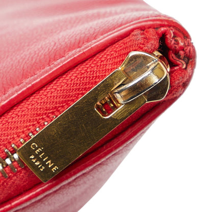 Celine Bicolor Pouch Clutch Bag Red Navy Leather Ladies