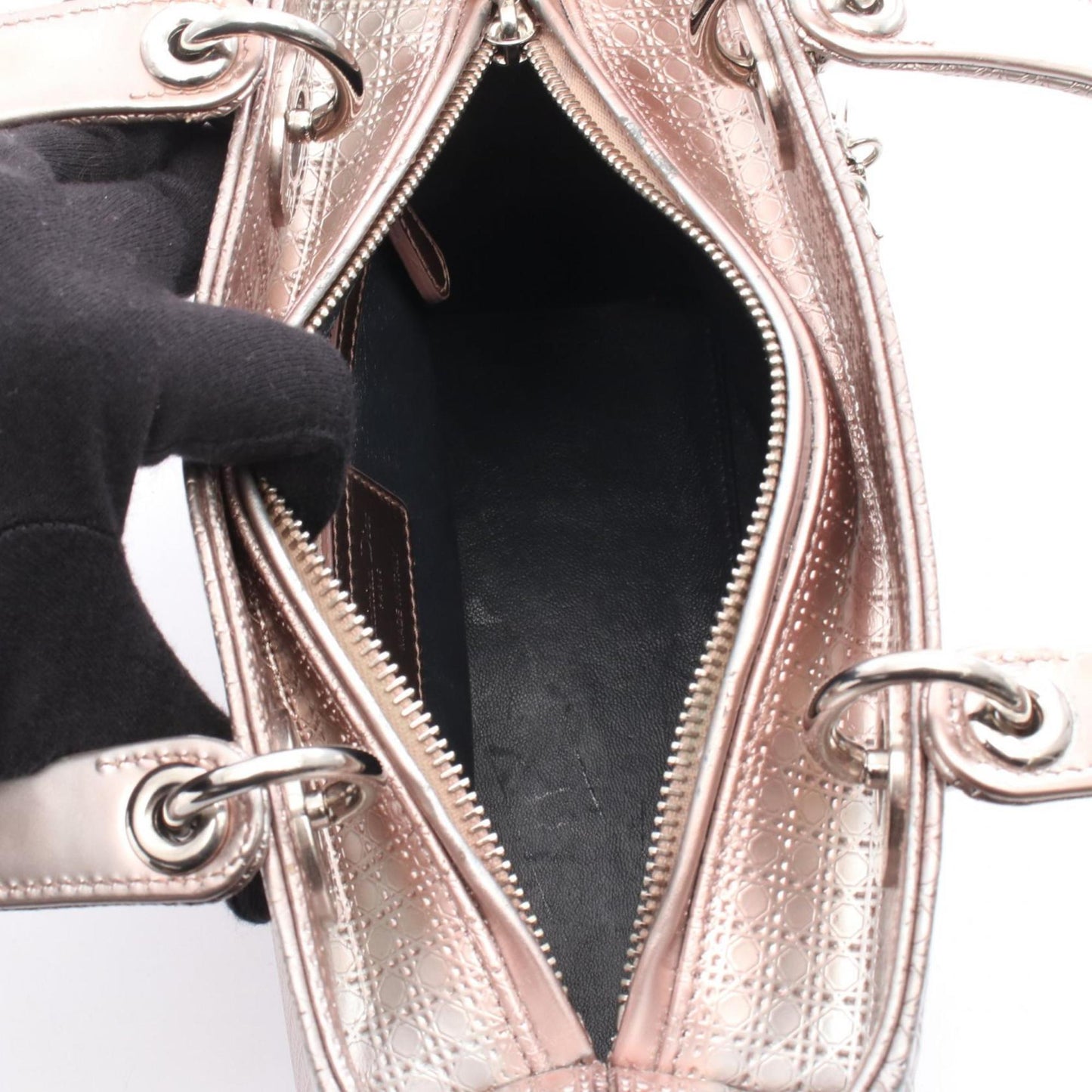 Christian Dior Pink Silver Leather Handbag ()