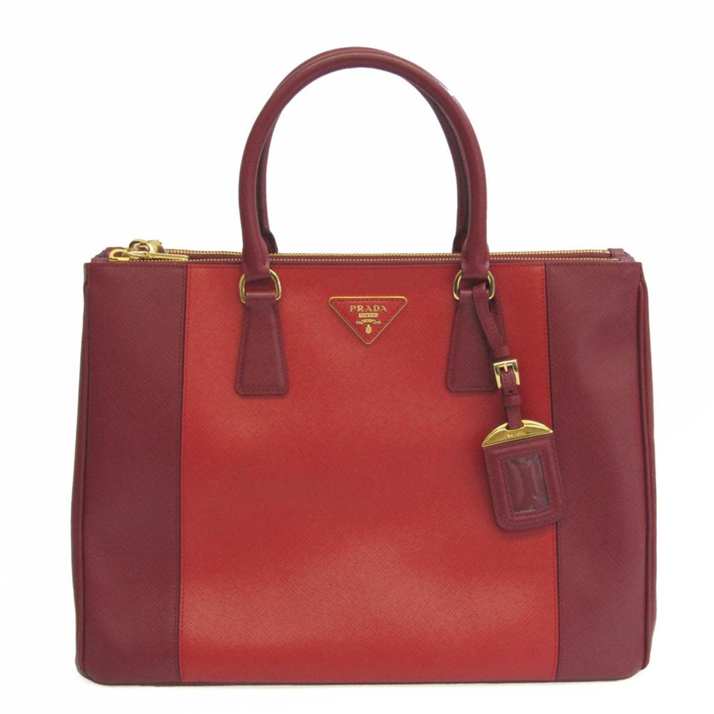 Prada Saffiano Galleria B1786C Women's Leather HandBag Bordeaux,Red Color