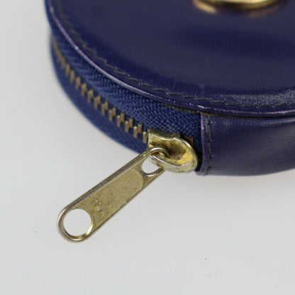 Celine coin case leather purple navy gold metal fittings circle logo purse