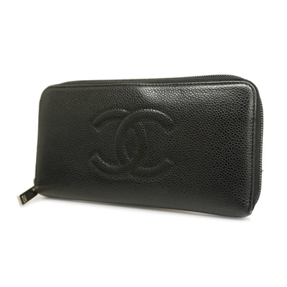 ChanelAuth  Long Wallet [bi-fold] Gold Hardware Women's Caviar Leather Long Wall