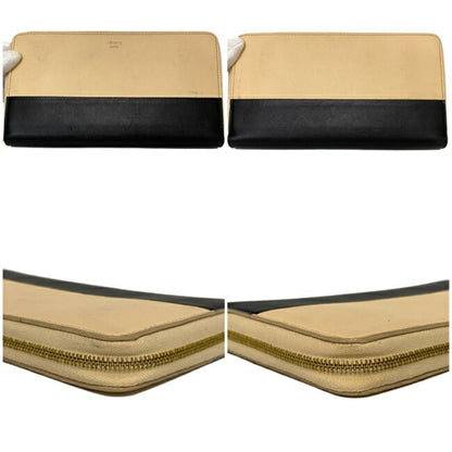 Celine Round Wallet Beige Black Gold 102623HTM Bicolor Leather Celine Two Tone Color Ladies Adult