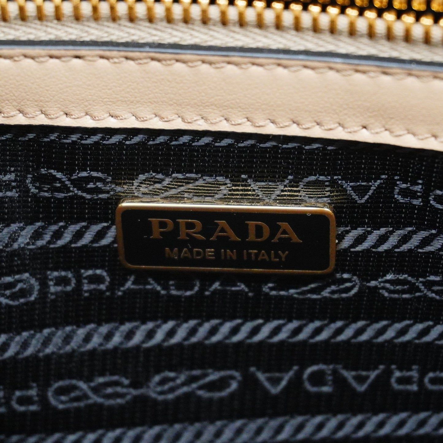 Prada 2way bag Saffiano leather beige gold metal