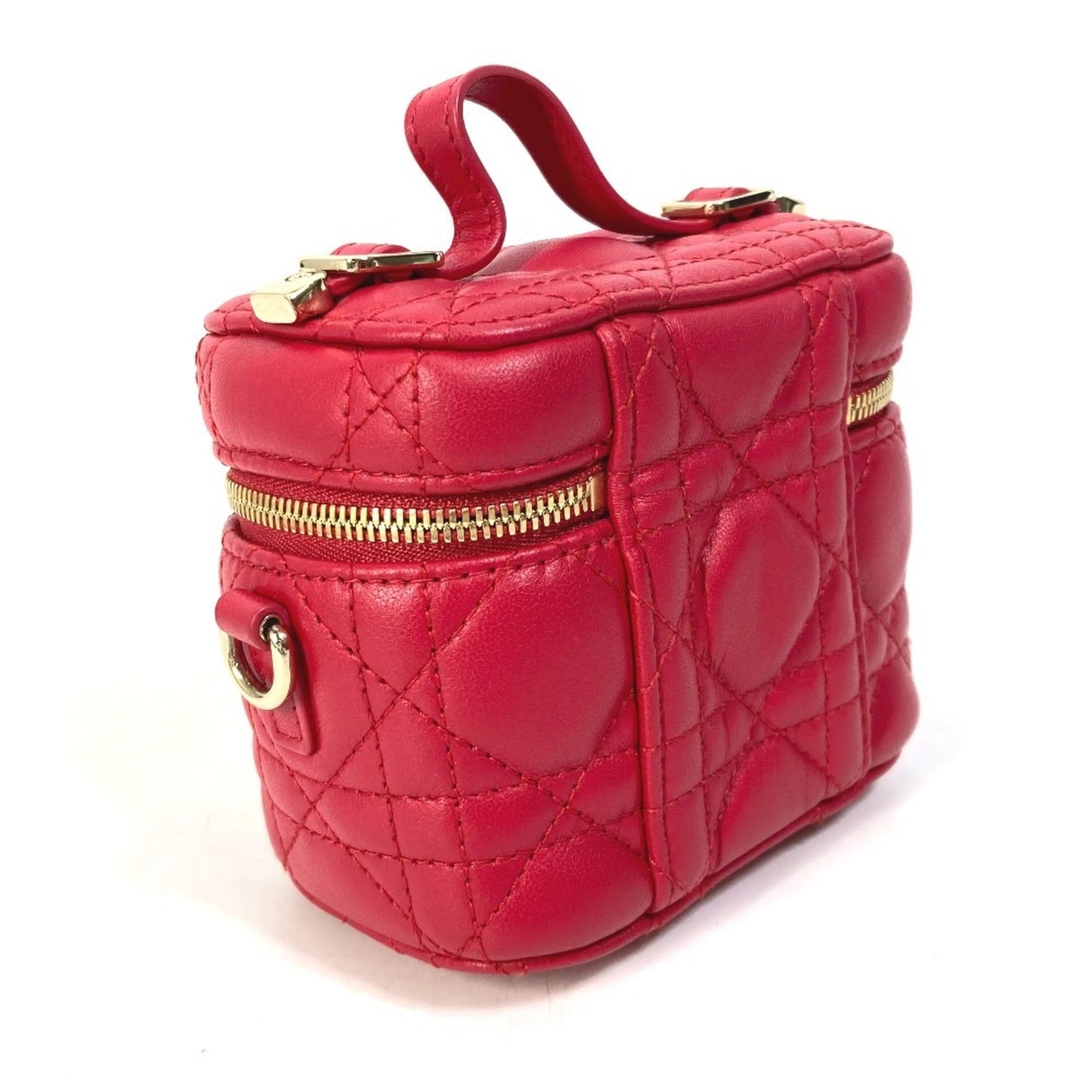 Christian Dior Lady Dior Red Color Handbag Pochette Shoulder Bag Vanity Bag ()