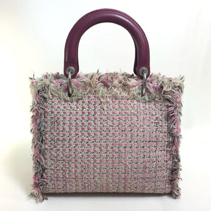 Christian Dior Lady Dior Pink Purple White Tweed Handbag Shoulder Bag ()