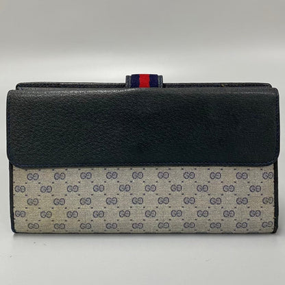Gucci Navy Red Color Leather Pvc Long Wallet (Bi-Fold) ()