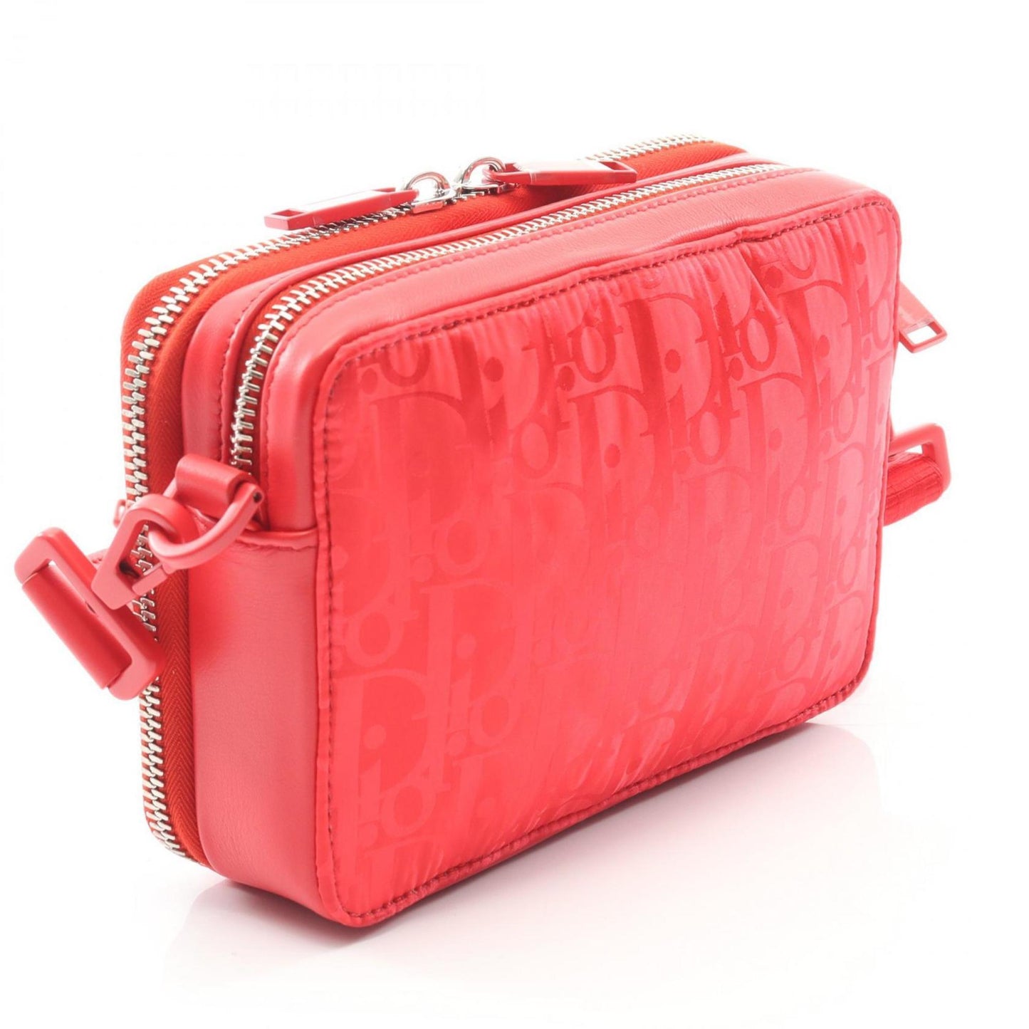 Christian Dior Red Color Nylon Leather Shoulder Bag ()