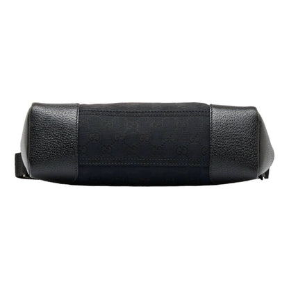GUCCI GG Canvas Shoulder Bag 114273 Black Leather Women's