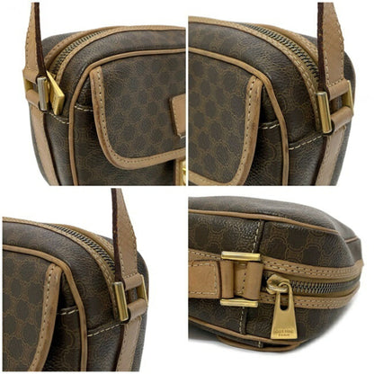 Celine Shoulder Bag Brown Beige Macadam M14 Pochette PVC Leather Celine Women's