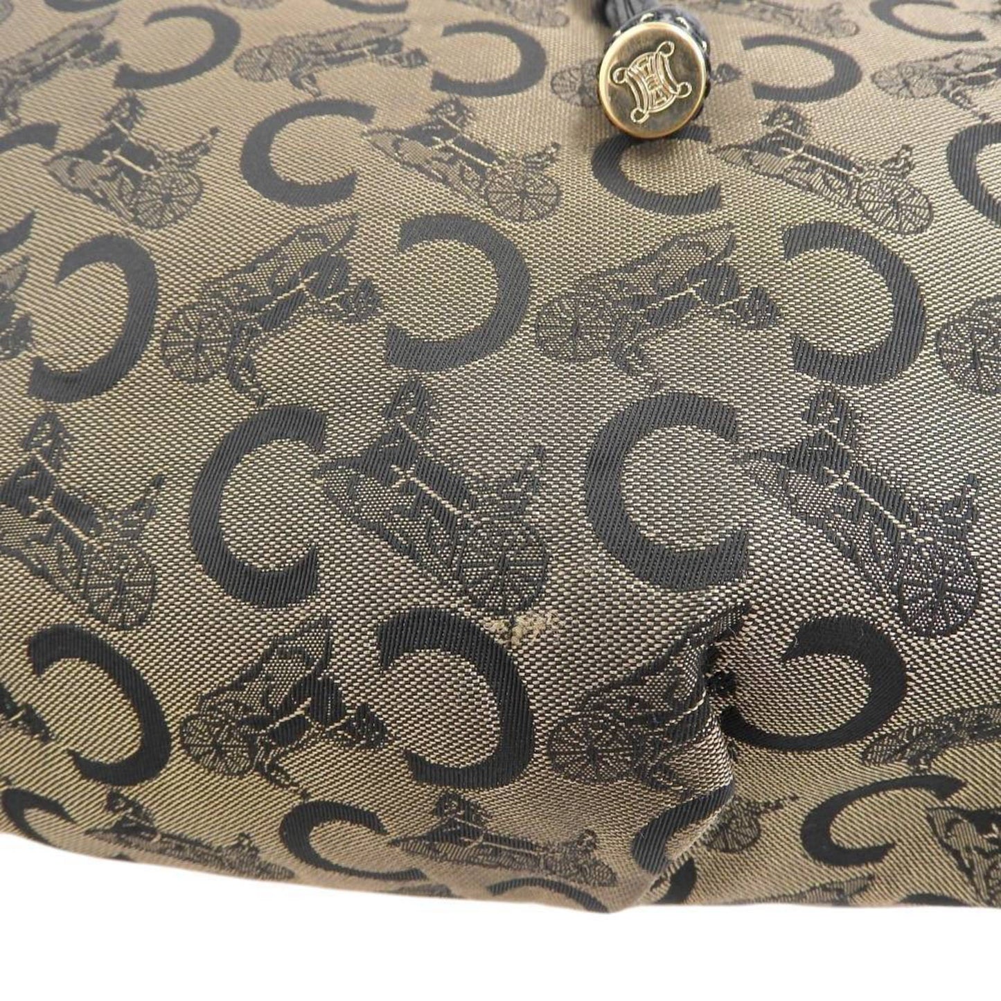 Celine tote bag carriage pattern large canvas black beige WC ST 0077