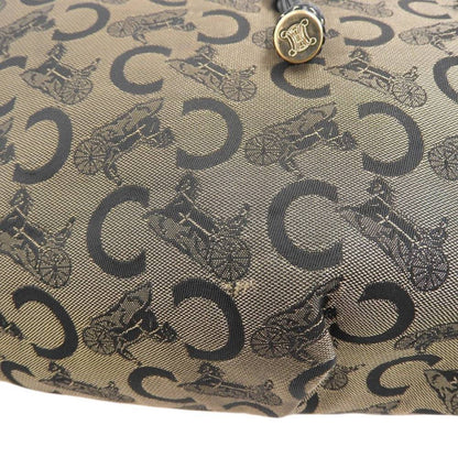 Celine tote bag carriage pattern large canvas black beige WC ST 0077