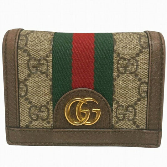Gucci Beige Dark Brown Gg Supreme Leather Wallet (Bi-Fold) ()