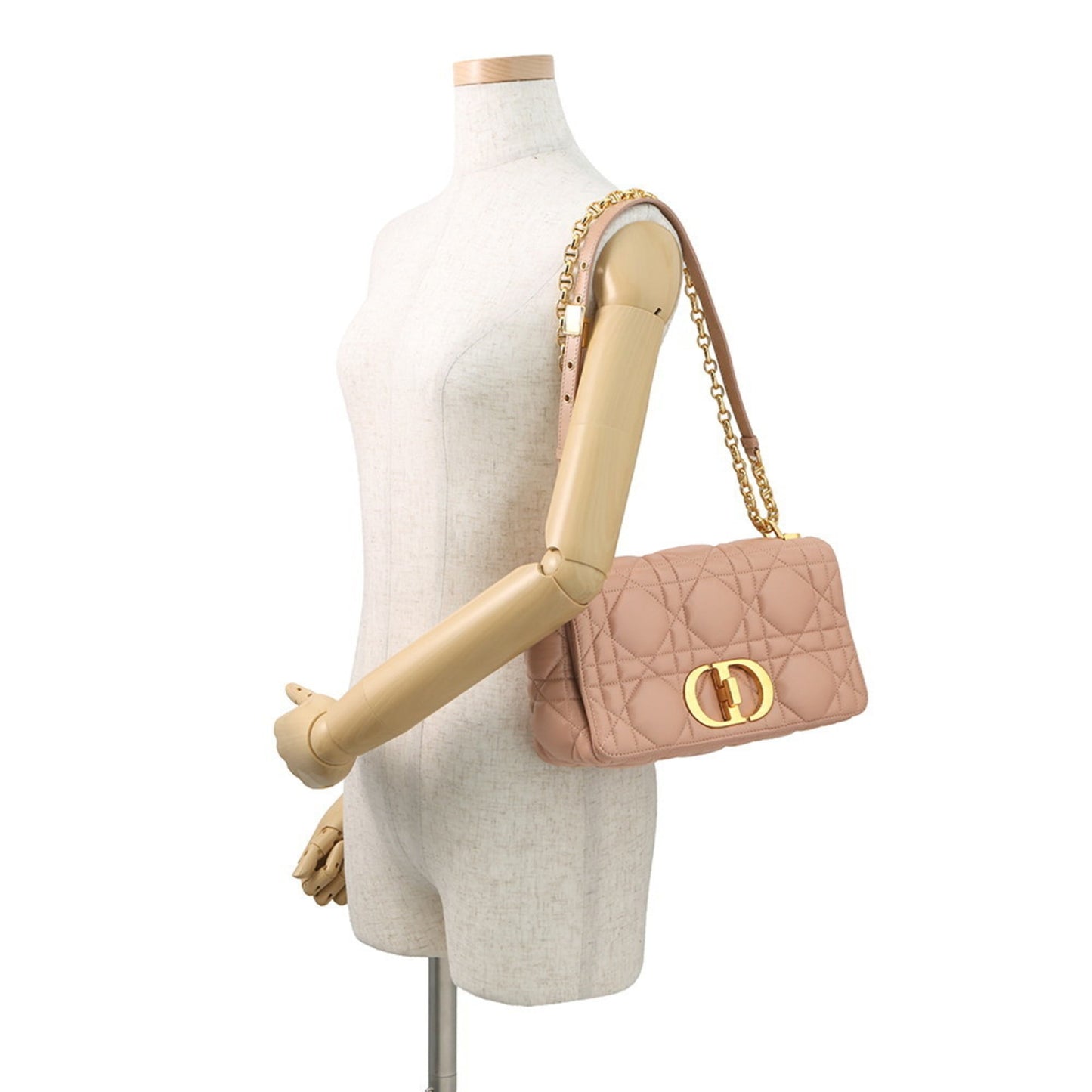 Christian Dior Pink Beige Leather Shoulder Bag ()