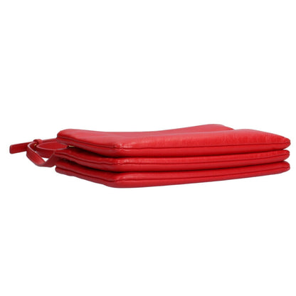 Celine trio small shoulder bag leather red ladies
